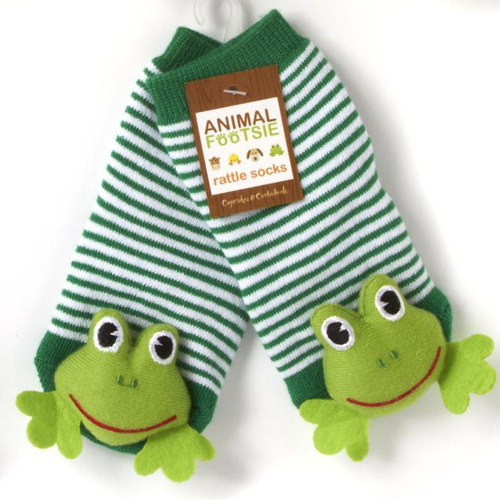 Animal Plush Baby Rattle Footsie Socks - Hello World Modern Mercantile