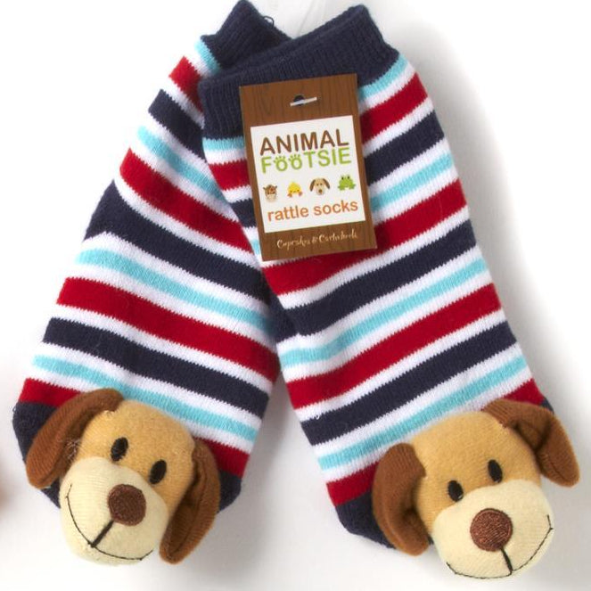 Animal Plush Baby Rattle Footsie Socks - Hello World Modern Mercantile