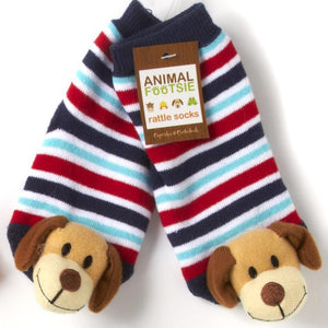 Animal Plush Baby Rattle Footsie Socks - Hello World Modern Mercantile