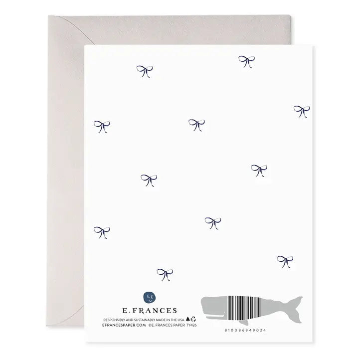 Navy Striped Bow Watercolor Thank You Card