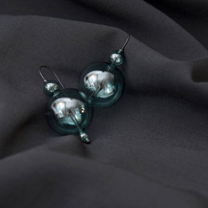 Scoop Glass Bubble Drop Earrings - Aqua