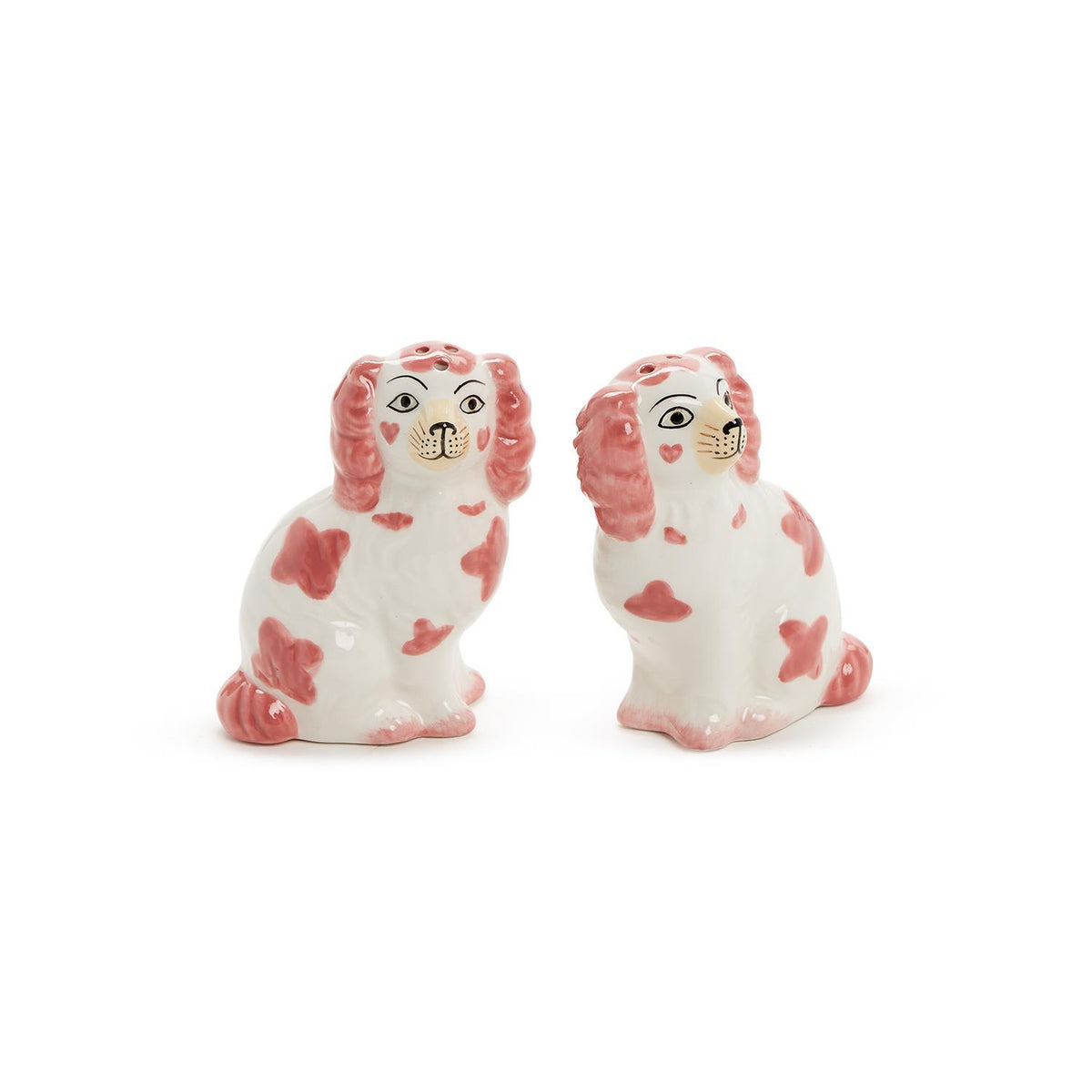 Pink Staffordshire Dog Salt and Pepper Shaker Set