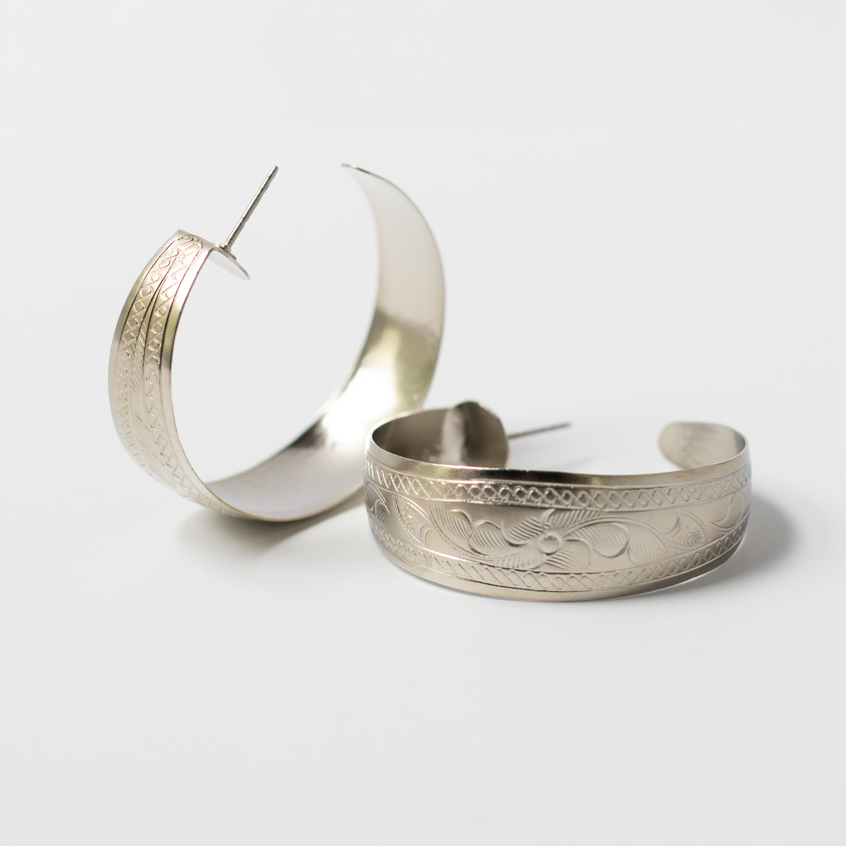 Large Hooplas Hoop Earrings - Silver