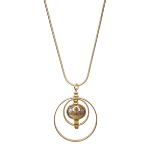 Immortal Eyes Glass Pendant Necklace - Gold/Topaz