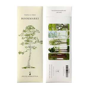 Watercolor Nature-Inspired Illustrations Bookmarks Set of 5 - Temple of Trees Packaged Front and Back