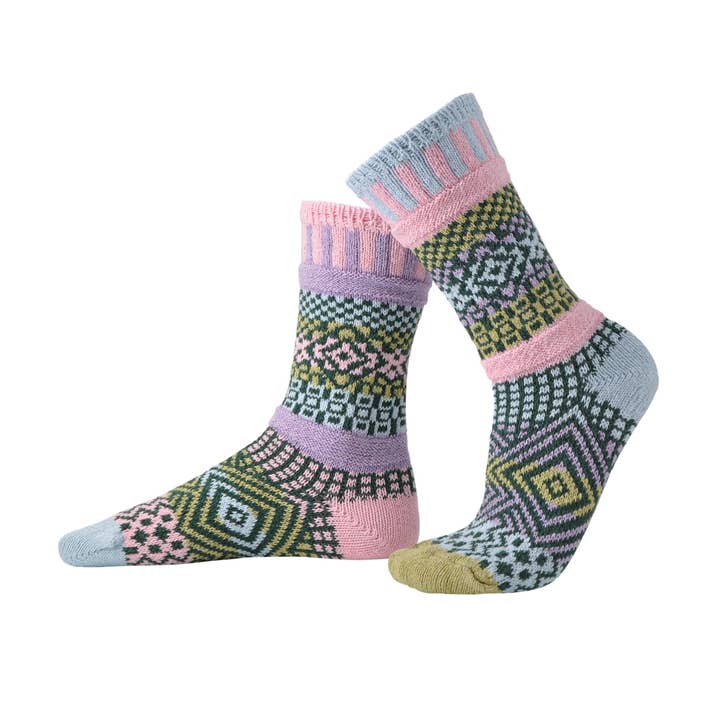 Colorful Mismatched Cotton Crochet Crew Socks - Hello World Modern Mercantile