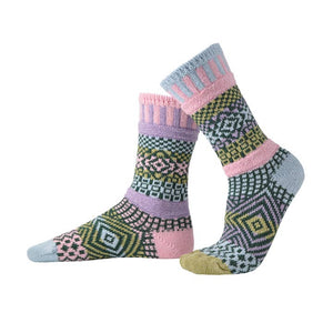Colorful Mismatched Cotton Crochet Crew Socks - Hello World Modern Mercantile