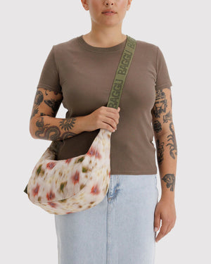 Medium Nylon Crescent Bag - Abstract Floral - Hello World Modern Mercantile