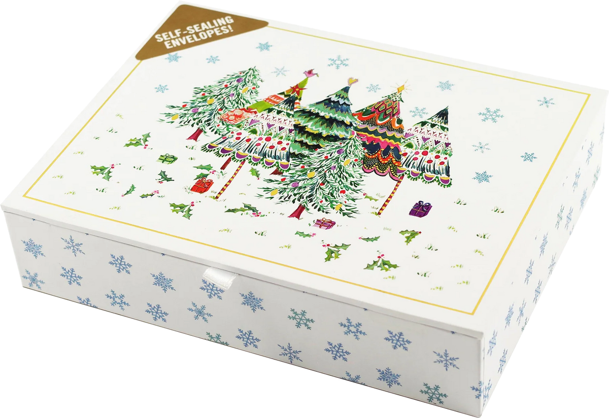 Merry Evergreens Deluxe Box Holiday Cards
