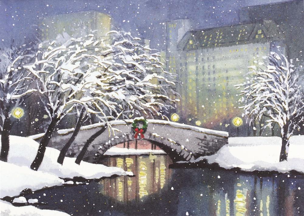 Snowfall in the Park Deluxe Boxed Holiday Cards