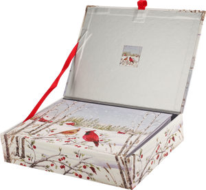 Cardinals in Winter Deluxe Box Holiday Cards