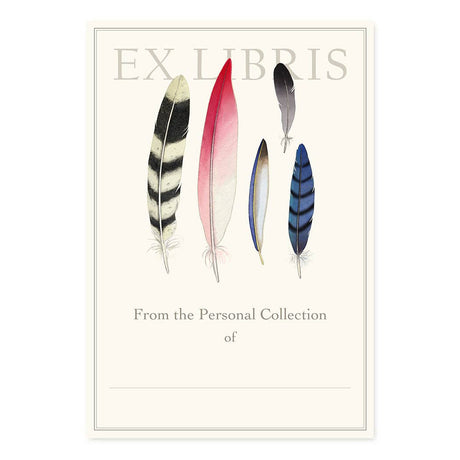 Bookplate Set Ex Libris Nature-Inspired Watercolor Illustration Bird Feathers