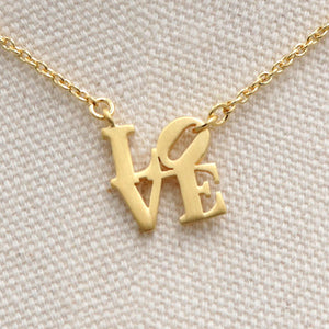 Brushed Gold Vermeil LOVE Necklace Small Pendant