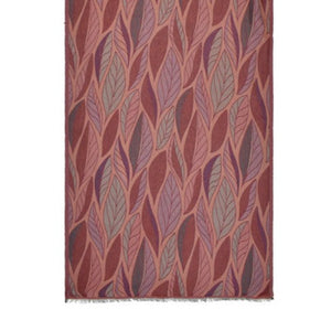 Woven Cotton Leaf Scarf - Pink/Coral