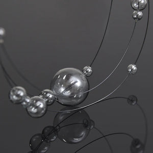 Cumulus Glass Bubble Layered Necklace - Grey Detail