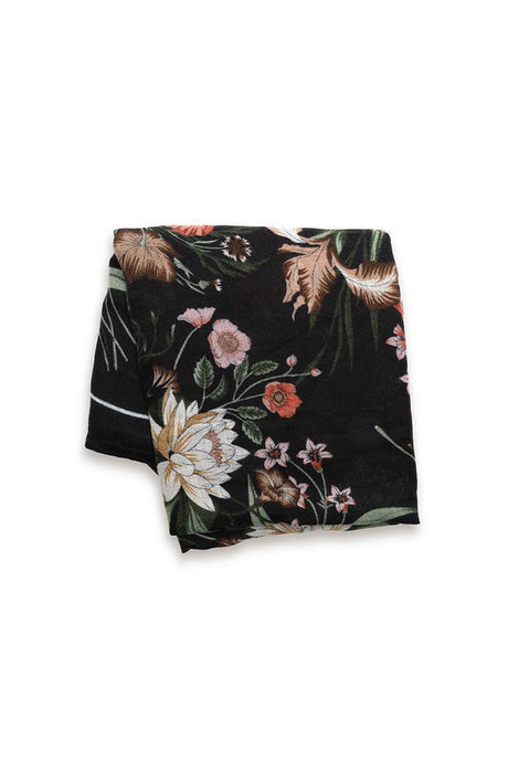 Classical Garden Printed Scarf - Black
