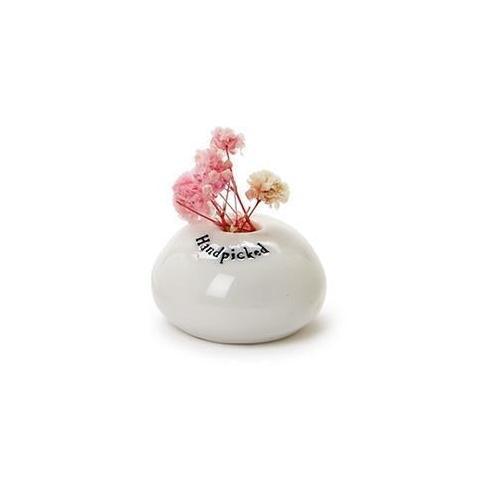 Porcelain Typewriter Font Bud Vase & Dried Flowers Handpicked