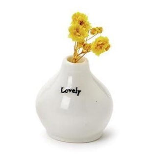 Porcelain Typewriter Font Bud Vase & Dried Flowers Lovely