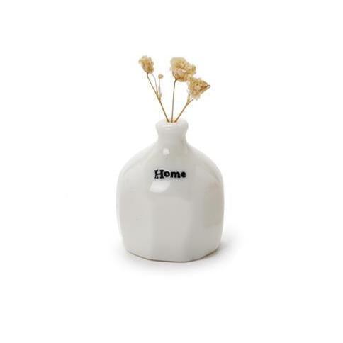 Porcelain Typewriter Font Bud Vase & Dried Flowers Home