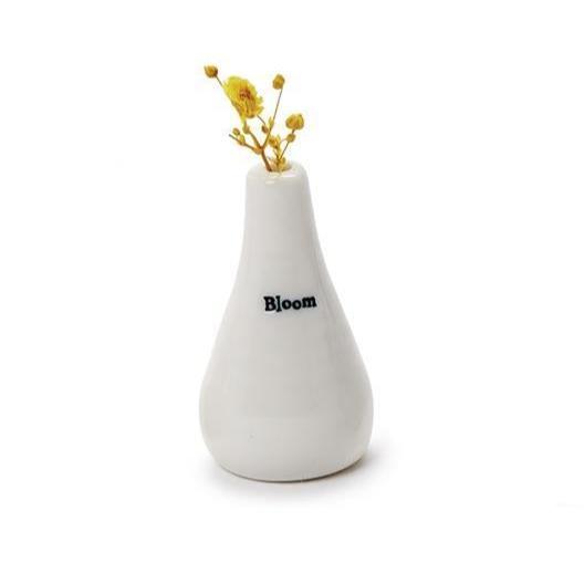 Porcelain Typewriter Font Bud Vase & Dried Flowers Bloom