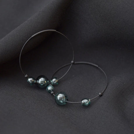 Eclipse Glass Bubble Hoop Earrings - Aqua