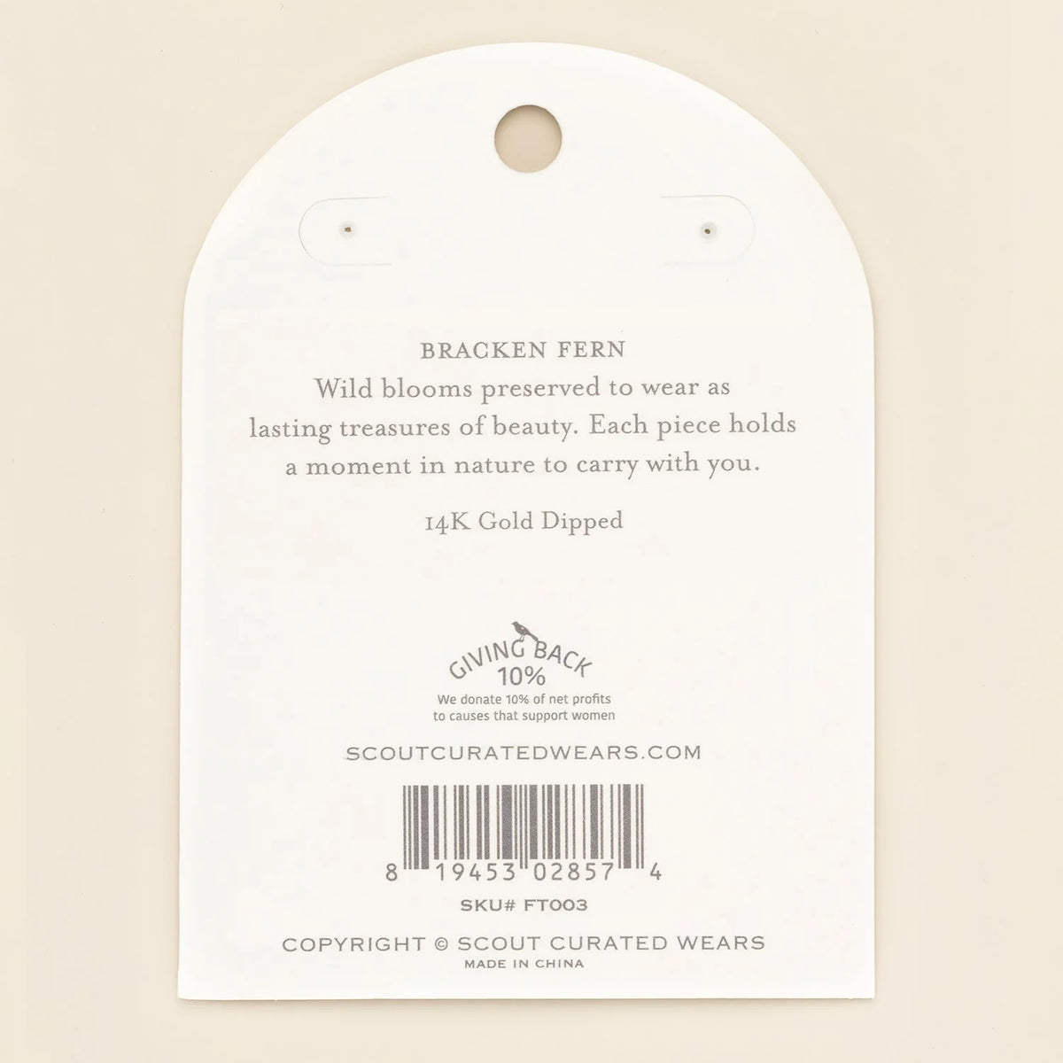 Pressed Flower Threader Earrings - Gold - Green Bracken Fern