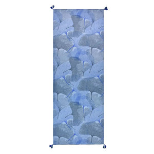 Hand Printed Overlapping Ginko Viscose Scarf - Blue
