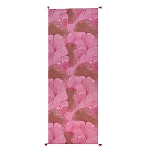 Hand Printed Overlapping Ginko Viscose Scarf - Pink