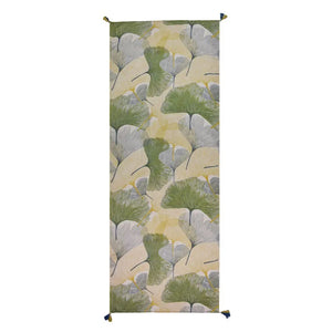 Hand Printed Overlapping Ginko Viscose Scarf - Yellow & Green