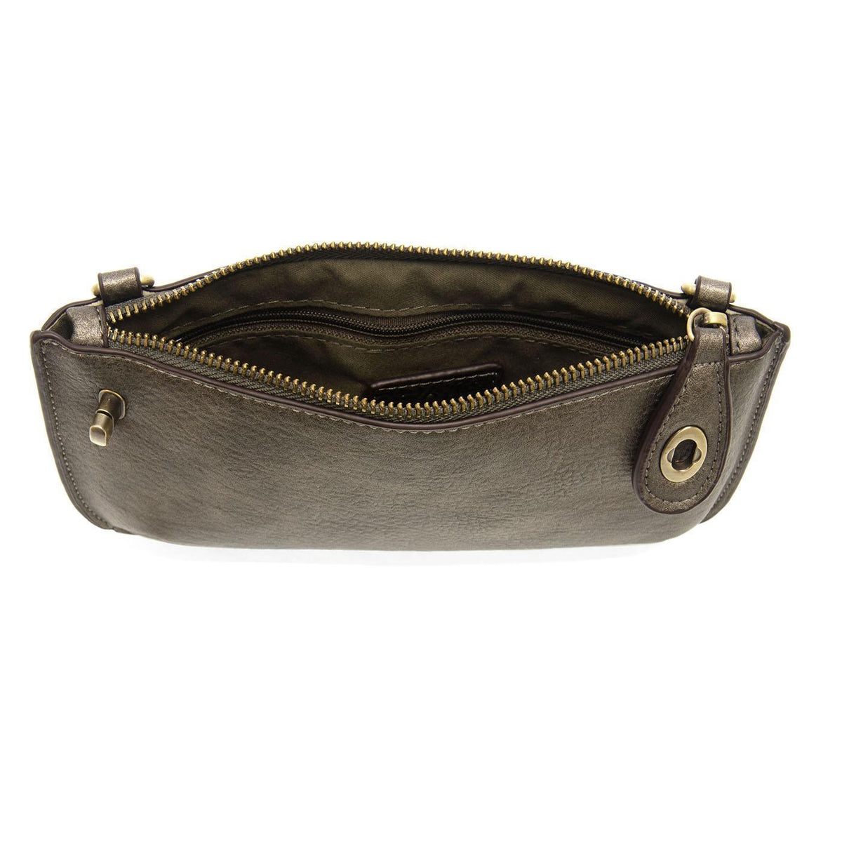 Vegan Leather Mini Crossbody Clutch - Metallic Dark Chrome