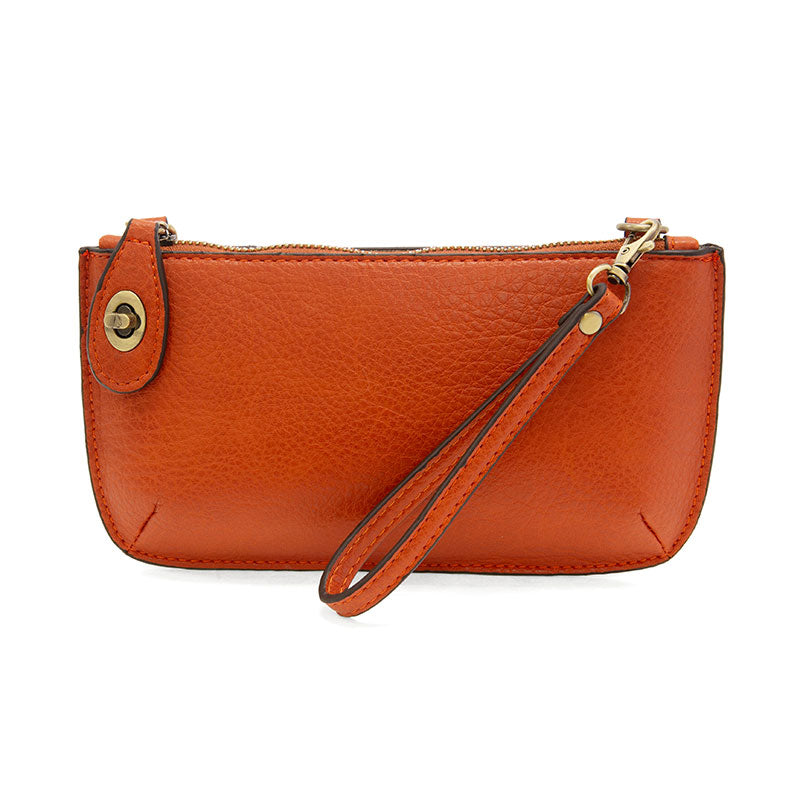 Vegan Leather Mini Crossbody Clutch - Burnt Orange