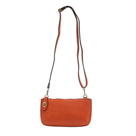 Vegan Leather Mini Crossbody Clutch - Burnt Orange