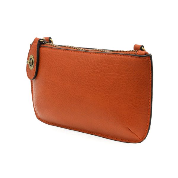 Vegan Leather Mini Crossbody Clutch - Burnt Orange