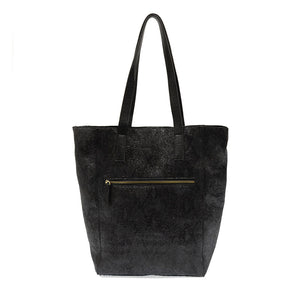 Vegan Leather Python Jasalyn Tote Bag - Black Back View