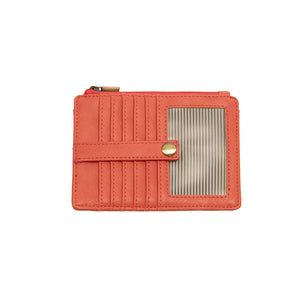 Vegan Leather Penny Mini Travel Wallet - Living Coral