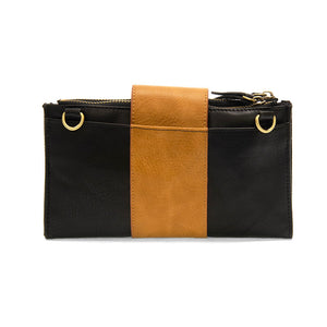 Black Almond Brown Colorblock Vegan Leather Cami Crossbody Removable Crossbody Strap