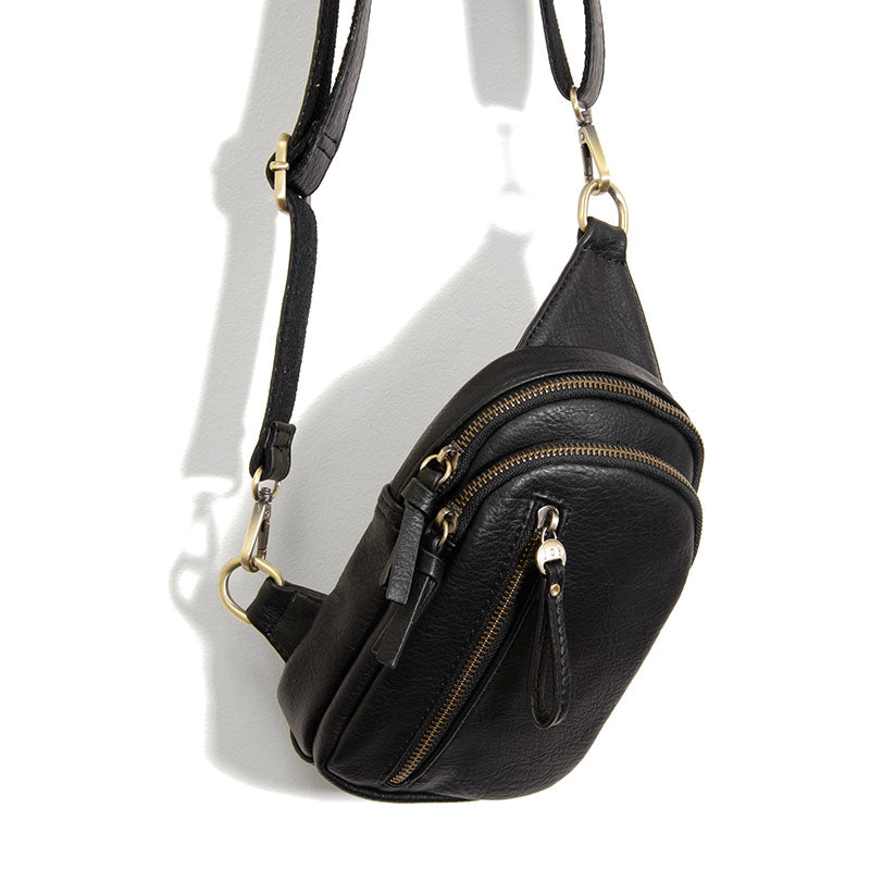 Vegan Leather Skyler Sling Bag - Black