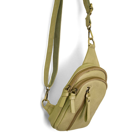Vegan Leather Skyler Sling Bag - Sage