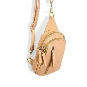Vegan Leather Skyler Sling Bag - Camel