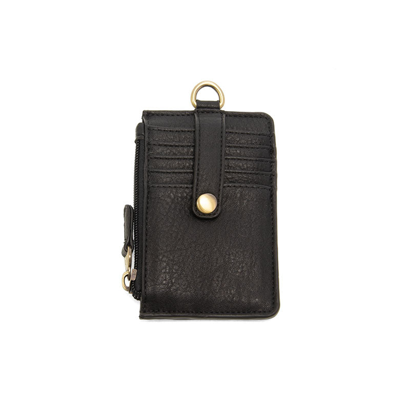 Vegan Leather Dolly Small Keyring Card Wallet - Black