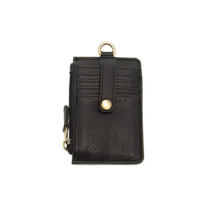 Vegan Leather Dolly Small Keyring Card Wallet - Black