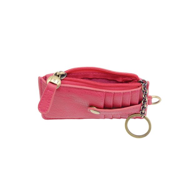 Vegan Leather Dolly Small Keyring Card Wallet - Bright Pink