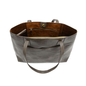 Vegan Leather Laptop Sondra Commuter Tote Bag - Taupe