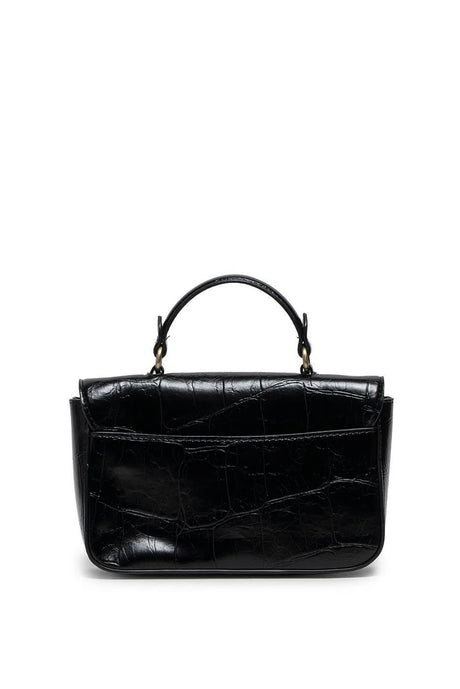Vegan Leather Wilma Croc Top Handle Crossbody - Black