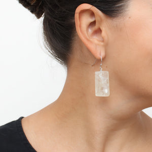 White Watercolor Resin Vega Dangle Earrings