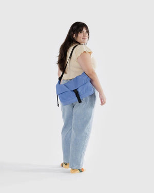 Nylon Messenger Bag - Pansy Blue Lifestyle