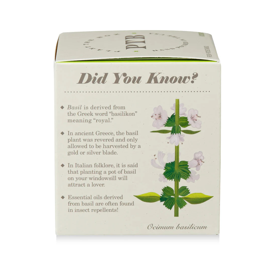 Fresh Picked Basil - Pure Soy Candle Plantable Seed-Infused Box
