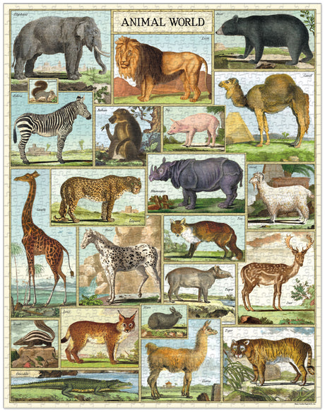 1000-Piece Vintage-Style Puzzle – Animal World