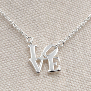 Polished Sterling Silver LOVE Necklace Small Pendant