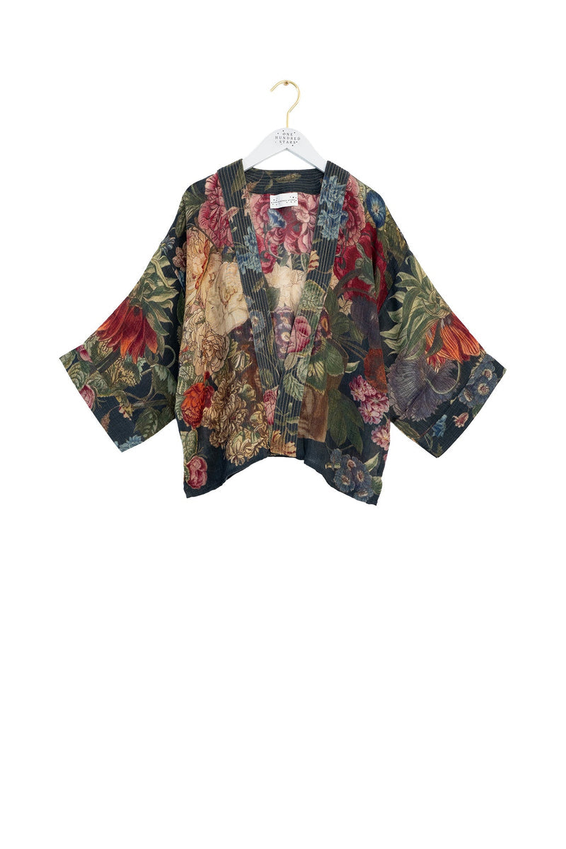 Primula Black Wool Kimono